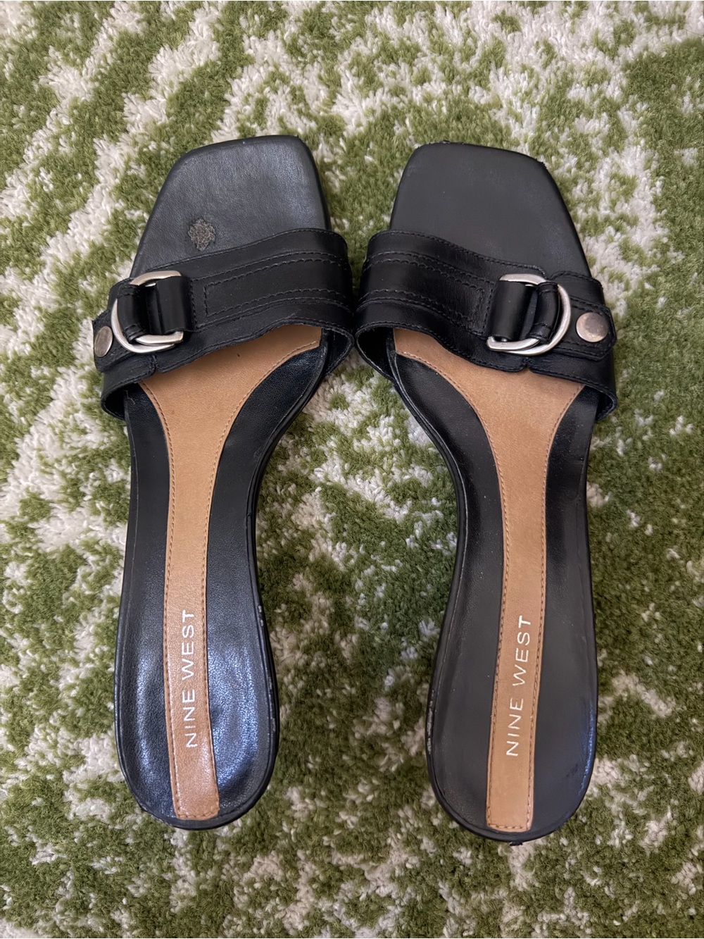 Black Kitten Heels with Buckle